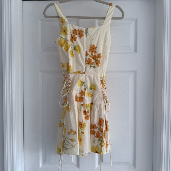 SABO Brea Floral Cotton Lace Up Mini Dress 2 - Picture 9 of 13
